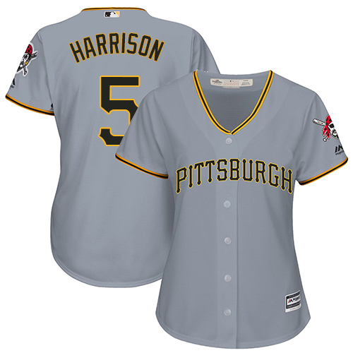 Pirates #5 Josh Harrison Grey Road Women's Stitched MLB Jersey - Click Image to Close